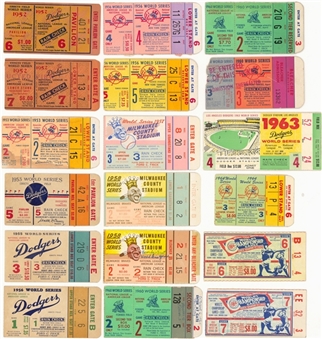 Complete Run of (18) Mickey Mantle World Series Home Runs Tickets - All 18 Home Runs 